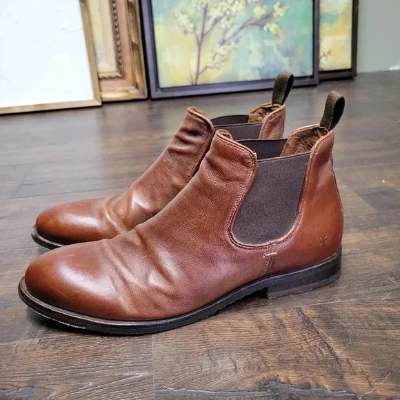 Frye Other - Frye Men's Grant Chelsea Leather Boots  Cognac Brown Size 9